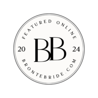 A circular badge with text "BB" in the center, "Featured Online," "BronteBride.com," and the year "2024" around the edges, perfect for showcasing your credentials as a top Canadian wedding planner.