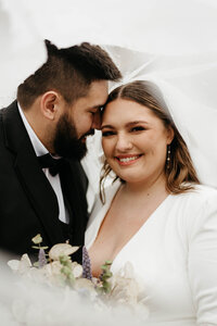 newlyweds under veil