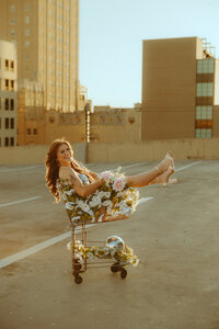 Retro golden hour session on a rooftop in Abilene, TX
