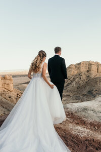 bride walking up to groom