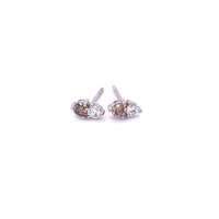 White gold champagne and white diamond stud earrings