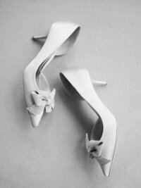 Black and white portrait of bridal heels photographed by Charlottesville photographer