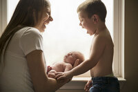 In home newborn photo session in Manhattan, KS