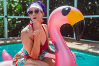 Flamingo Glam Vintage Pool Photoshoot in Lakeland Florida