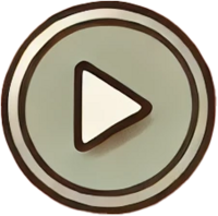Minimalist flat icon of a sage green and cream play button on a blush background. Represents the weekly video trainings included in the Spring Sale Sprint course for product-based business owners planning seasonal promotions.
