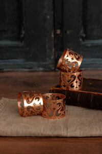 Coppermill Kitchen Set of 4 stacked copper napkin rings