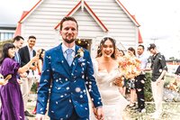 Bride and groom celebrating intimate wedding NZ