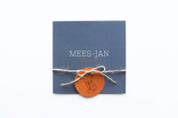 Donkerblauw en terra geboortekaartje Mees-Jan grafisch vosje