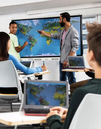 Classroom interacting with SMART tech