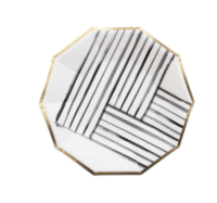 Gold, Black, and White Hexagon Dessert Plate