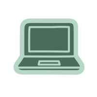 Brand icon and illustration for Bostron Design Studio. An icon of a green laptop.
