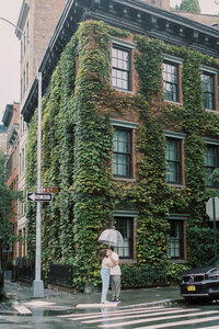 Bride looks out of window