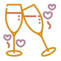 Icone avec deux coupes de champagne illustrant la joie et le bonheur partagée en faisant appel à Nos moments ensemble.
