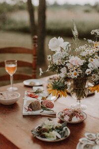 Outdoor wedding decor on table