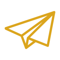 Simple, yellow paper plane icon