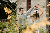 Couple dancing at Maymont during engagement session by Three Bridge Photography
