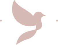 Minimal dove icon from the Gaby & Grace brand mark in a soft rose tone, used as a favicon and for small-scale brand applications.