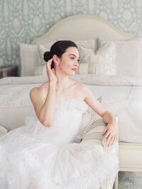 Wedding day bridal portraits at home in New England
