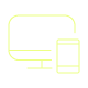 Neon yellow icon of desktop computer and mobile phone.