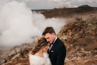 Couple sharing an intimate moment during their elopement in Iceland.