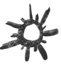 Organic hand-drawn boho illustration of sun