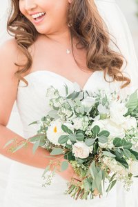Bride and groom walk up memorial steps at their DC wedding