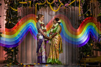 Kensington hotel ann arbor michigan LGBTQ+ couple with light painting of rainbow dressed in Saris