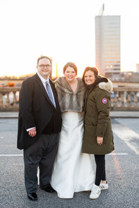 Eleanor Stenner with bride and groom at Birmingham wedding 