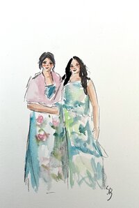 Watercolor portrait of two male guests