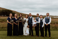 bride and groom with bridal party