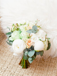 Luxury peonies in ivory and peach hand tied fine art flowers