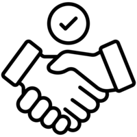 handshake icon with two hands and a check mark