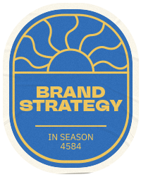 Illustrated PLU style sticker that reads  brand identity