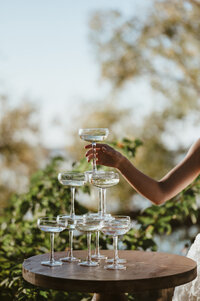 tower of champagne glasses