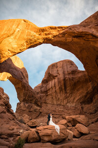 couple eloping at arches national park