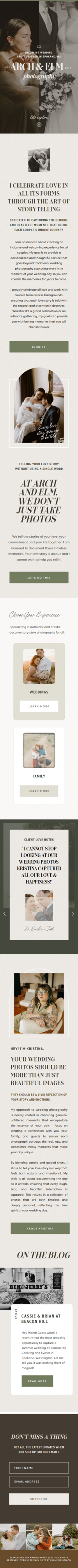 Example of showit web design for wedding photographers