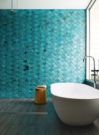 bathroom interior design_turquoise backsplash_fish scale tile_mermaid mood board