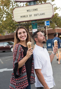 engagement shoot with ice cream cones
