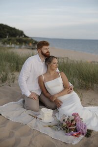 michigan beach elopement with a picnic