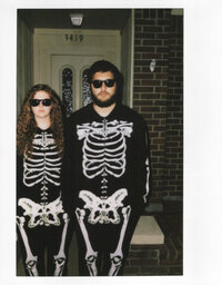 Polaroid image of Allison Bolin Texas wedding photographer and her husband dressed up for Halloween