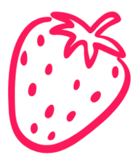 A hot pink strawberry