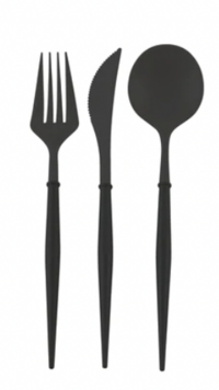 Black Cutlery (Fork, Knife, Spoon)