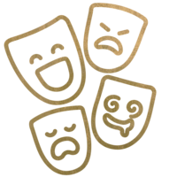 Icone montrant des masques avec différentes expressions pour illustrer comment la sophrologie permet de gérer ses émotions.