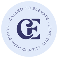 Circular logo with the initials "CE" and the words "Called to Elevate - Scale with Clarity and Ease"