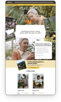 Website design with lots of plant pictures for a gardening expert