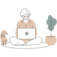 illustration-woman-with-laptop-developing-brand-beside-puppy