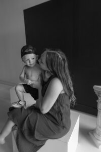 Lifestyle photographer capturing branding session in Missouri rental studio