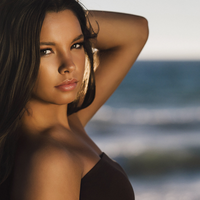 portrait of a blond girl serious