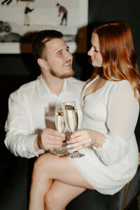 Vintage Engagement Session in Winnipeg Bar Restaurant Winnipeg Wedding Photographer