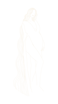An illustration of a pregnant woman standing with long hair